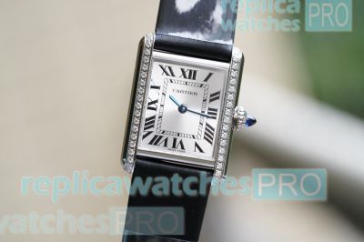 Swiss Clone Cartier Tank Must Small Swiss Quartz watch Diamond-set